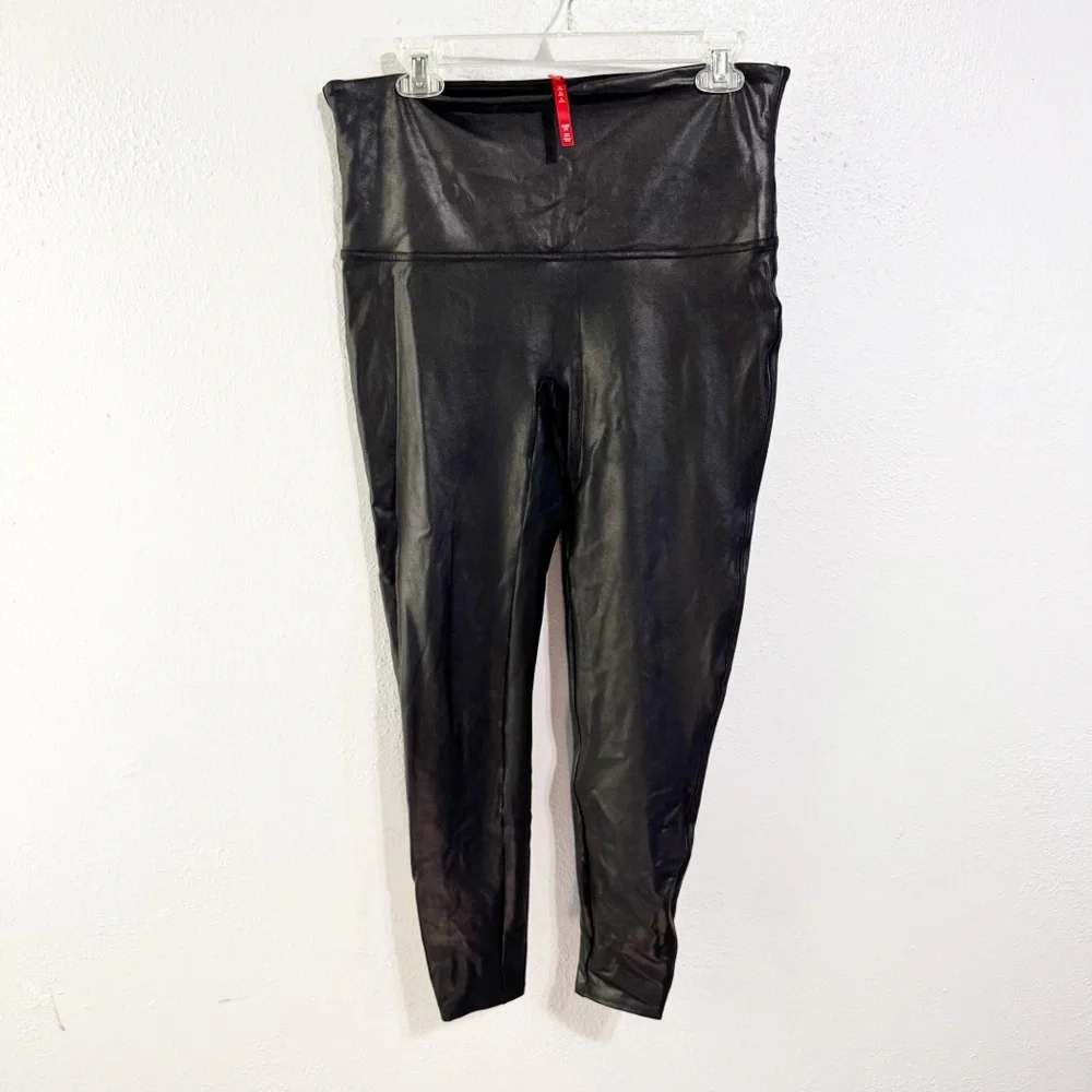 SPANX Black Faux Leather Leggings 1x - Picture 1 of 4